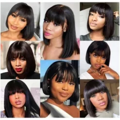 Jessie's Wig Bob Human Hair Wigs With Bangs 10 Inch Short Bob Wigs With Bangs Human Hair For Women Machine Made 1 Pc/Pack -Glow Up Beauty Store GUEST 0183feb6 64eb 4e4f b1c1 613c04c94ef8