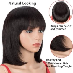 Jessie's Wig Bob Human Hair Wigs With Bangs 10 Inch Short Bob Wigs With Bangs Human Hair For Women Machine Made 1 Pc/Pack -Glow Up Beauty Store GUEST 028c99be 44c9 4fcf ace1 526019eb82aa
