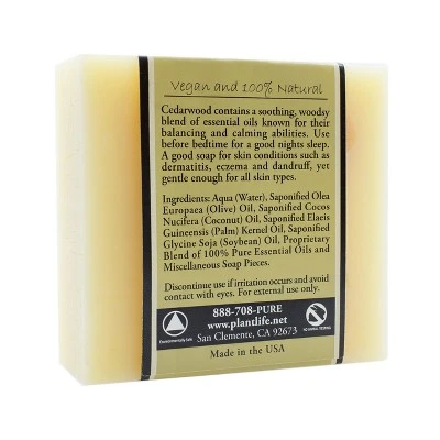 Plantlife Cedarwood Bar Soap - Moisturizing And Soothing Soap For Your Skin - Hand Crafted Using Plant-Based Ingredients - Made In California 4oz Bar 3 Plantlife Cedarwood Bar Soap - Moisturizing And Soothing Soap For Your Skin - Hand Crafted Using Plant-Based Ingredients - Made In California 4oz Bar