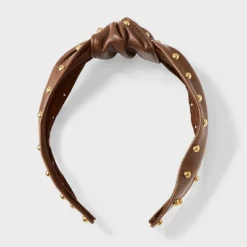 Faux Leather Top Knot With Studded Edge Headband - Universal Thread™ Brown -Glow Up Beauty Store GUEST 1a98b201 be73 4570 867d 2f62c05da645
