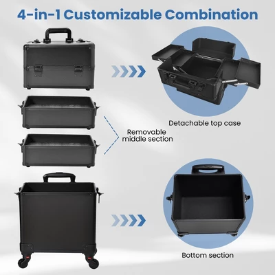 4 In 1 Rolling Makeup Case With Drawers 4 4 In 1 Rolling Makeup Case With Drawers - Image 2