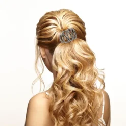 Unique Bargains Women's Stacked Lines Ponytail Buckle Hair Clip 1 Pc