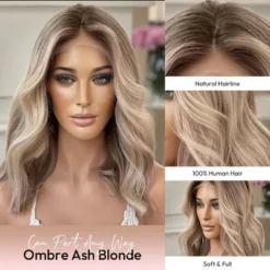 Jessie's Wig 14 Inch Ombre Blonde Highlight Color Wavy Glueless Wig 13x4 Lace 1 Pc/Pack