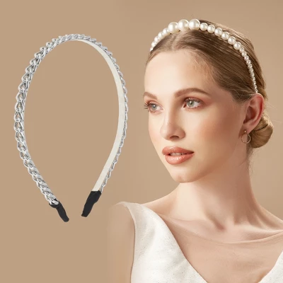 Unique Bargains Women's Cute Thick Chain Headbands Silver Tone 1 Pc 3 Unique Bargains Women's Cute Thick Chain Headbands Silver Tone 1 Pc