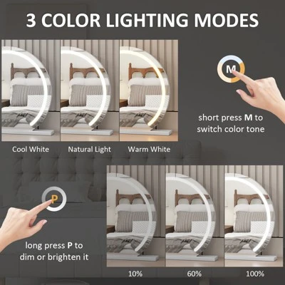 23.6" Round LED Vanity Mirror With Stand 6 23.6" Round LED Vanity Mirror With Stand - Image 4