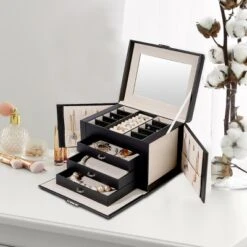 Jewelry Box Organizer For Girls Women - Black