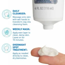 CeraVe 3in1 Acne Clay-to-Foam Facial Cleanser, Mask & Spot Treatment - 4 Fl Oz -Glow Up Beauty Store GUEST 2b924571 220f 4622 8e1c 12e60d5ff189