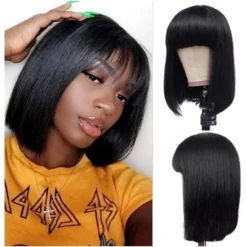 Jessie's Wig Bob Human Hair Wigs With Bangs 10 Inch Short Bob Wigs With Bangs Human Hair For Women Machine Made 1 Pc/Pack -Glow Up Beauty Store GUEST 2cbd5ae5 fd4a 4ec1 9dad 151a0dfe41e5