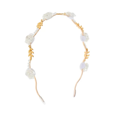 Unique Bargains Women's Cute White Rose Pearl Headbands Gold Tone 1 Pc 8 Unique Bargains Women's Cute White Rose Pearl Headbands Gold Tone 1 Pc - Image 6