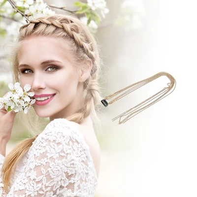 Unique Bargains Women's Colorful Rhinestone Braided Hair Chain 1 Pc 5 Unique Bargains Women's Colorful Rhinestone Braided Hair Chain 1 Pc - Image 3