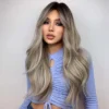 Jessie's Wig 26 Inch Wavy Hair With Curtain Bangs Synthetic Hair Ombre Ash Blonde With Dark Brown Color 1 Pc/Pack -Glow Up Beauty Store GUEST 35d04e5a dd08 415a 9915 663468ff72df