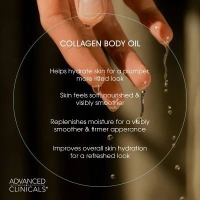 Advanced Clinicals Firming Collagen Body Oil With Vitamin E + C, After Shower Skin Care Moisturizer, 3.8 Fl Oz 4 Advanced Clinicals Firming Collagen Body Oil With Vitamin E + C, After Shower Skin Care Moisturizer, 3.8 Fl Oz - Image 2