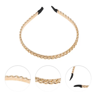 Unique Bargains Women's Cute Headbands Gold Tone 1 Pc 4 Unique Bargains Women's Cute Headbands Gold Tone 1 Pc - Image 2