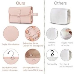 Portable Toiletry Cosmetic Travel Bag,Large Water Resistant Hanging Makeup Organizer Storage Pouch Case(Pink) -Glow Up Beauty Store GUEST 4bd9295e 7da1 4f71 ae62 f0b4dbfbe61d