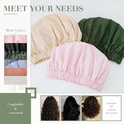 Reusable Shower Cap For Women, Large Waterproof Shower Essentials Bonnet Washable Elastic Band Bath Hair Wrap Hat 6 Reusable Shower Cap For Women, Large Waterproof Shower Essentials Bonnet Washable Elastic Band Bath Hair Wrap Hat - Image 4