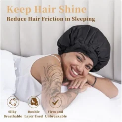 Wikineon Silk & Satin Hair Bonnet For Sleeping - Ideal For Wavy, Curly & Natural Hair: Protects Strands While You Rest