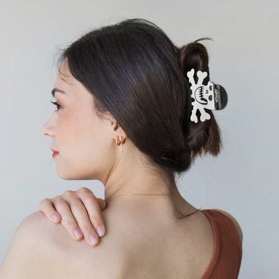 Unique Bargains Halloween Skull Design Claw Clip Black White 1Pc 3 Unique Bargains Halloween Skull Design Claw Clip Black White 1Pc