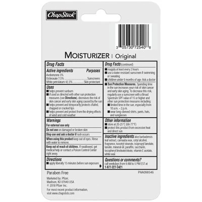Chapstick Original Moisturizer Lip Balms - SPF15 - 0.45oz/3ct 6 Chapstick Original Moisturizer Lip Balms - SPF15 - 0.45oz/3ct - Image 4