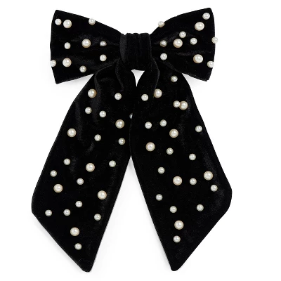 Shiraleah Velvet And Pearls Bow Clip 4 Shiraleah Velvet And Pearls Bow Clip - Image 2