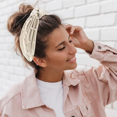 Unique Bargains Women's Velvet Faux Pearl Knotted Headband 2 Pcs 4 Unique Bargains Women's Velvet Faux Pearl Knotted Headband 2 Pcs - Image 2