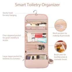Portable Toiletry Cosmetic Travel Bag,Large Water Resistant Hanging Makeup Organizer Storage Pouch Case(Pink) -Glow Up Beauty Store GUEST 660fa82a 9ee2 48f4 a669 8c2d004f4eaa
