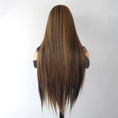 Jessie's Wig 30 Inch Straight Wig Synthetic Hair 13x3.5 Lace Wigs Brown Color With Honey Blonde Highlights 1 Pc/Pack 7 Jessie's Wig 30 Inch Straight Wig Synthetic Hair 13x3.5 Lace Wigs Brown Color With Honey Blonde Highlights 1 Pc/Pack - Image 5