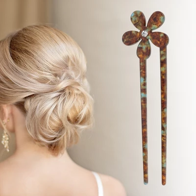 Unique Bargains Women's Five-petal Flower Chignon Pin 1 Pc 3 Unique Bargains Women's Five-petal Flower Chignon Pin 1 Pc