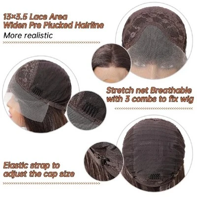 Jessie's Wig Straight Wig Heat Resistant Middle Length Synthetic Hair 13x3.5 Lace Wigs Brown Color 22 Inch 1 Pc/Pack 6 Jessie's Wig Straight Wig Heat Resistant Middle Length Synthetic Hair 13x3.5 Lace Wigs Brown Color 22 Inch 1 Pc/Pack - Image 4