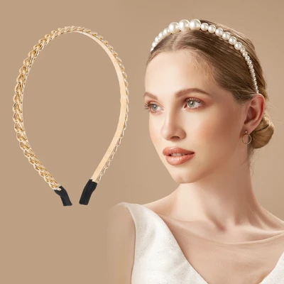 Unique Bargains Women's Cute Headbands Gold Tone 1 Pc 3 Unique Bargains Women's Cute Headbands Gold Tone 1 Pc