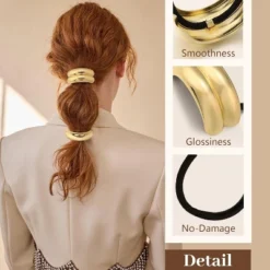 3PCS Gold Hair Ties, Metal Hair Ties For Thick Hair, Ponytail Cuffs -Glow Up Beauty Store GUEST 86501666 85ea 4e7a 934e 61ed781990fb
