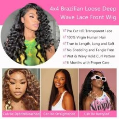 Jessie's Wig 18-38 Inch Loose Deep Glueless Wig 4X4 Pre Cut Lace Natural Black 1 Pc/Pack