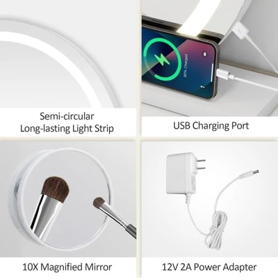 23.6" Round LED Vanity Mirror With Stand 7 23.6" Round LED Vanity Mirror With Stand - Image 5