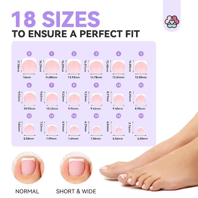 SAVILAND French Press On Toenails 216Pcs, 18 Sizes Short Square & Round Soft Gel Tips - Soak Off Fake Toe Nail Kit. 5 SAVILAND French Press On Toenails 216Pcs, 18 Sizes Short Square & Round Soft Gel Tips - Soak Off Fake Toe Nail Kit. - Image 3