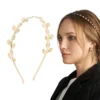 Unique Bargains Women's Cute Shell Leaf Headbands Gold Tone 1 Pc