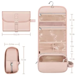 Portable Toiletry Cosmetic Travel Bag,Large Water Resistant Hanging Makeup Organizer Storage Pouch Case(Pink) -Glow Up Beauty Store GUEST aceb9e26 250a 406a b6de 17089c1c76de