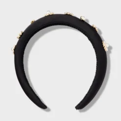 Satin Pearl And Stone Embellishment Padded Headband - A New Day™ Black -Glow Up Beauty Store GUEST adc74e65 3abe 4e89 b12b 2a180a99674f