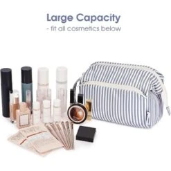 Narwey Striped Wide Open Makeup Bag Women, Travel Toiletry Bag -Glow Up Beauty Store GUEST af37ec04 8e34 46d5 b145 d333f12124df