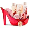 Rose Heel Shoe Basket 9pc Bath Spa Gift Set