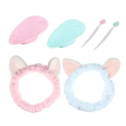Unique Bargains Soft Plastic Silicone Cleansing Brush Cat Ears Headbands Pink Blue Green 6Pcs -Glow Up Beauty Store GUEST b99b79e2 897e 44f9 baee 4fdf04a5b5ef