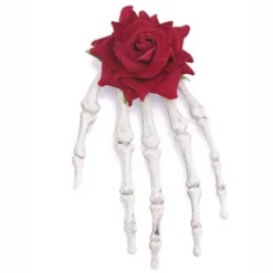 Clotth Halloween Rose Hands Hair Clips - Dual Use As Hair Clip And Brooch, Halloween Accessory, Plastic Decoration - Red Flower