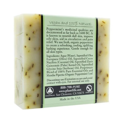 Plantlife Peppermint Bar Soap - Moisturizing And Soothing Soap For Your Skin - Hand Crafted Using Plant-Based Ingredients - Made In California 4oz Bar 3 Plantlife Peppermint Bar Soap - Moisturizing And Soothing Soap For Your Skin - Hand Crafted Using Plant-Based Ingredients - Made In California 4oz Bar
