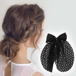 Unique Bargains Cute Bow Ribbon Hair Clips 1 Pc