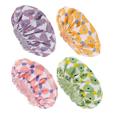 Unique Bargains Women's Flower Pattern Shower Cap Multicolor 4 Pcs 5 Unique Bargains Women's Flower Pattern Shower Cap Multicolor 4 Pcs - Image 3