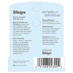 Blistex Simple & Sensitive Lip Moisturizer, 0.15 Oz