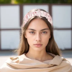 Unique Bargains Women's Pleats Satin Headband 1 Pc