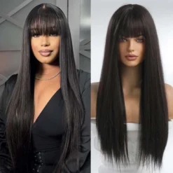 Jessie's Wig Long Straight Wig With Bangs Blended Human Hair Wigs For Women Soft Smooth Natural Black 18-38 Inch -Glow Up Beauty Store GUEST e1e833c5 e9fd 46aa 84ac 0b0065ef097d