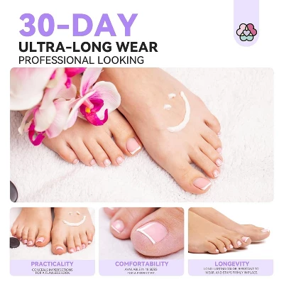 SAVILAND French Press On Toenails 216Pcs, 18 Sizes Short Square & Round Soft Gel Tips - Soak Off Fake Toe Nail Kit. 4 SAVILAND French Press On Toenails 216Pcs, 18 Sizes Short Square & Round Soft Gel Tips - Soak Off Fake Toe Nail Kit. - Image 2