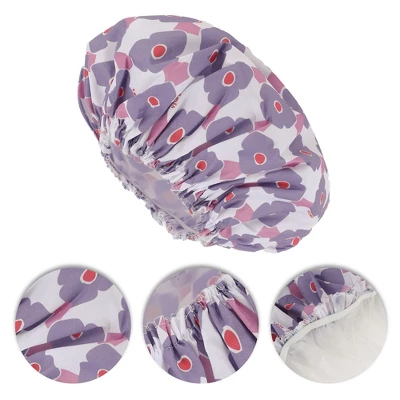 Unique Bargains Women's Flower Pattern Shower Cap Multicolor 4 Pcs 4 Unique Bargains Women's Flower Pattern Shower Cap Multicolor 4 Pcs - Image 2