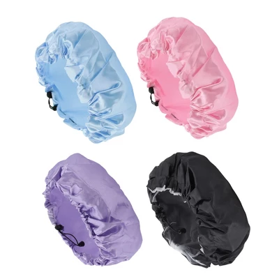 Unique Bargains Women's Adjustable Shower Cap Multicolor 4 Pcs 5 Unique Bargains Women's Adjustable Shower Cap Multicolor 4 Pcs - Image 3
