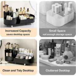 Makeup Organizer, Rotating Makeup Organizer For Vanity With Brush Holder, Cosmetic Organizer, Large Spinning Makeup Skincare Organizer, Black -Glow Up Beauty Store GUEST f031385a 048a 4f6a 9fc5 b52d8beaada3
